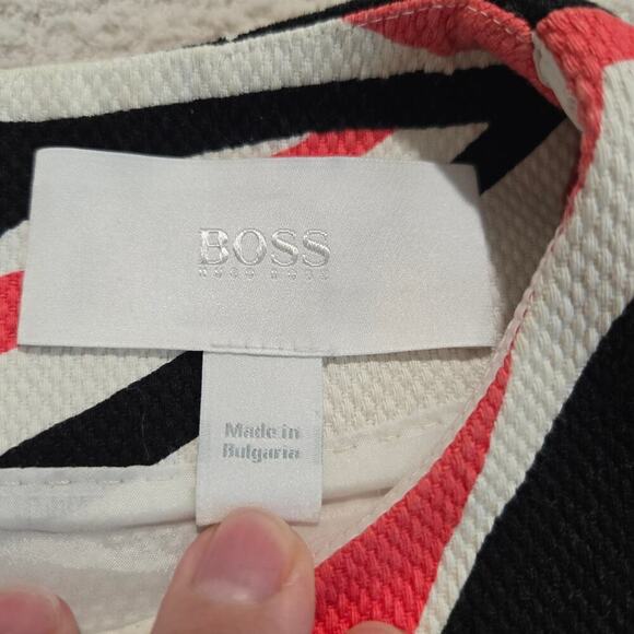 Hugo Boss Diganira Abstract Print Sleeveless Sheath Dress Sz 6 Officecore - Picture 10 of 13